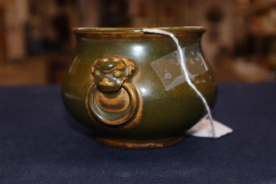 A Chinese teadust glazed censer, probably Republic period